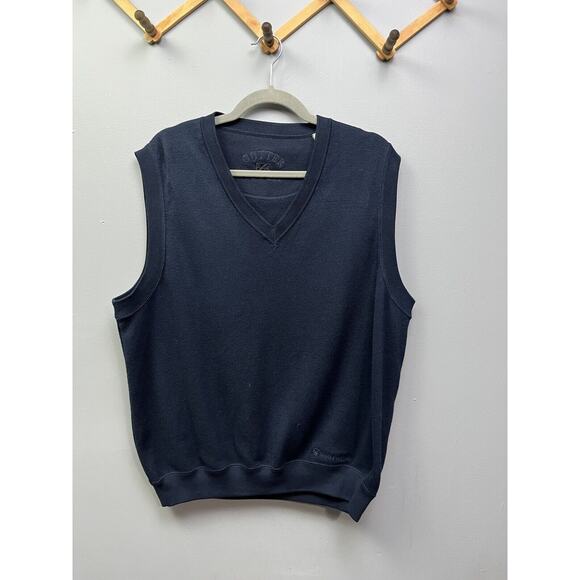 Cutter & Buck Sweater Vest Mens Large V-Nest Navy Blue‎ Embroidered at waist - Picture 1 of 6